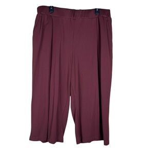 Universal Standard Culottes Size 14/16 Burgundy Pull On Wide Leg Pockets Stretch